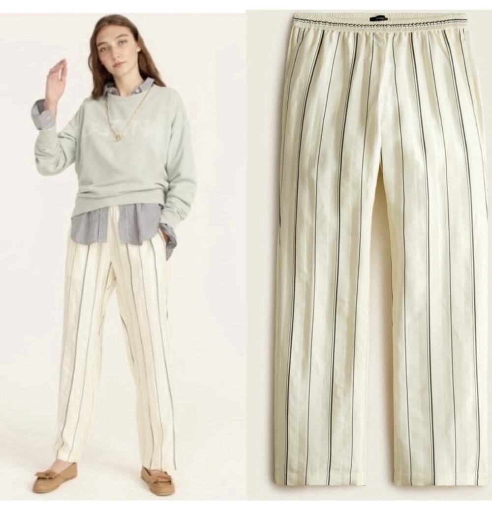 NWT J. Crew Size 10 Pull-on pant in multistripe jacquard high rise BA261 Stripe
